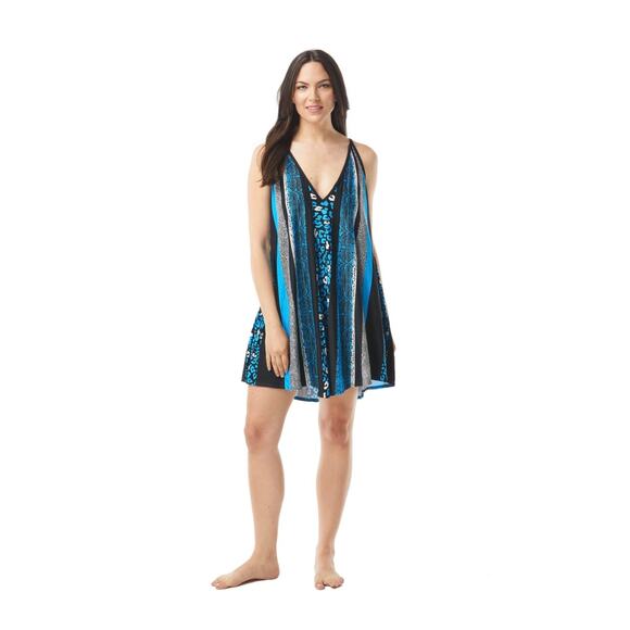 Coco Reef Darling Cover Up Dress - Python Large True Blue NWT - Picture 1 of 6